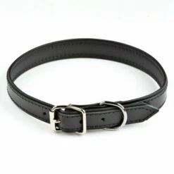 Feel Leather Skinnhalsbånd Med Fôr Svart